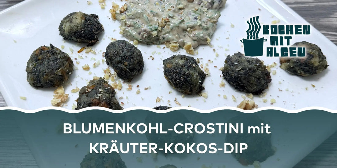 Blumenkohl-Crostini mit Kräuter-Kokos-Dip