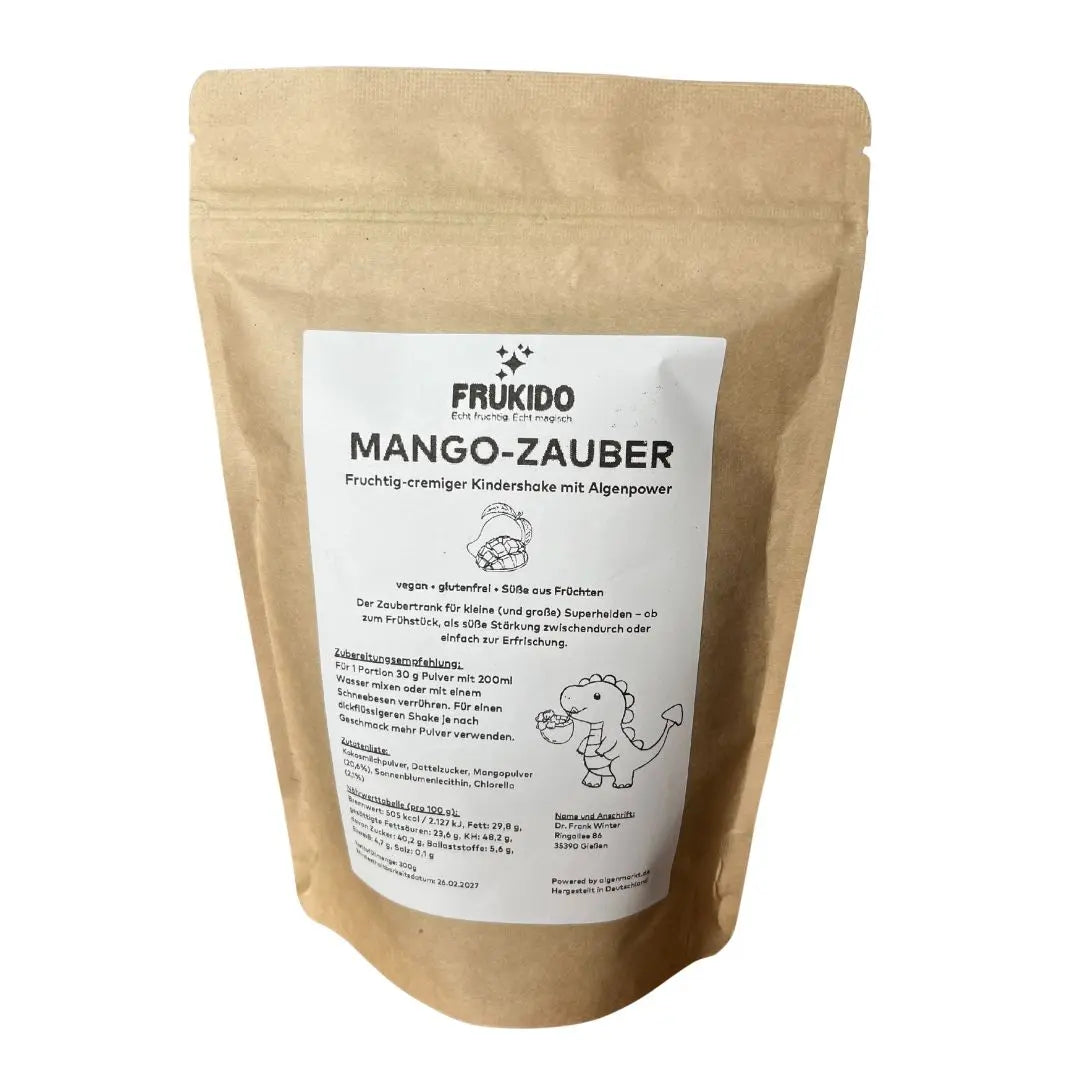 FRUKIDO Zauberpulver Mango-Zauber Kindershake mit Algenpower, 300g Standbeutel