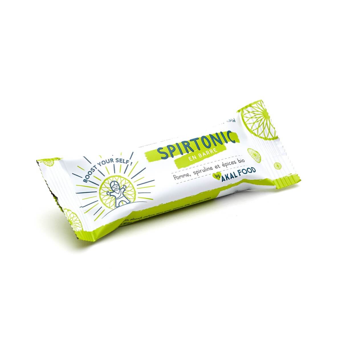 Spirulina Energieriegel Spirtonic von Algenmarkt 35g in grün-weißer Einzelverpackung