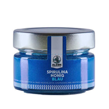 Blauer Honigglas mit Spirulina Algen Blau