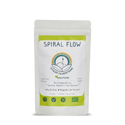 Bio Spiral Flow Getränkepulver 100g von Algenmarkt mit Spirulina, Banane und Chai-Gewürzen
